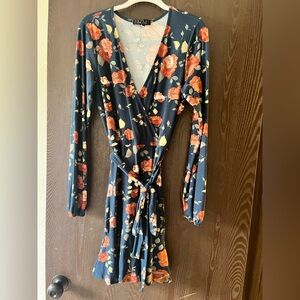 Trixxi Navy and Peach Floral Dress